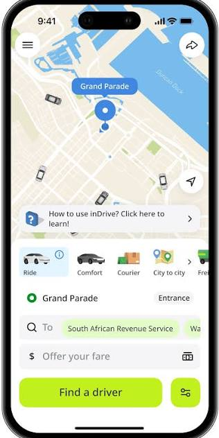 Pantalla de la app inDrive